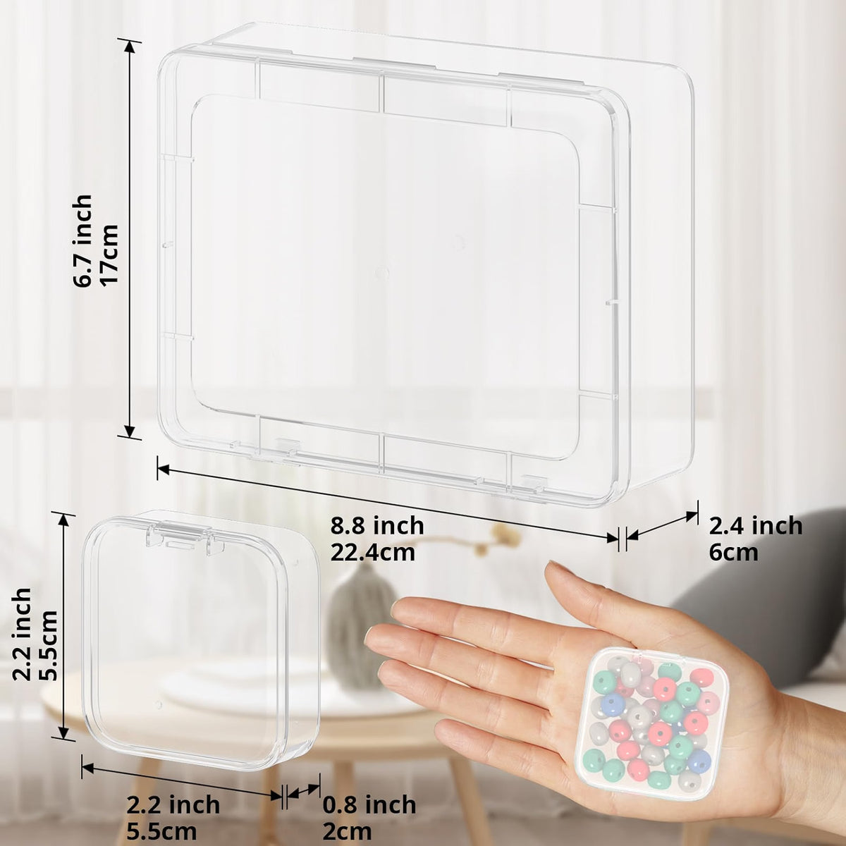 Mathtoxyz Bead Organizer Box, 30-Piece Clear Plastic Storage Containers with Hinged Lids, Stackable Mini Boxes for Beads, Jewelry, Crafts, Nails & Small Parts