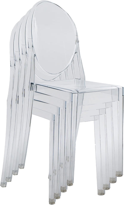 Techni Home Clear Acrylic Ghost Chairs, Set of 4, Stackable