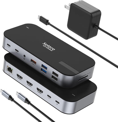 Selore 3 HDMI Docking Station with Charging, Triple Display Docking Station | Laptop Docking Station 3 Monitor,Triple Monitor Docking Station,Triple 4K...