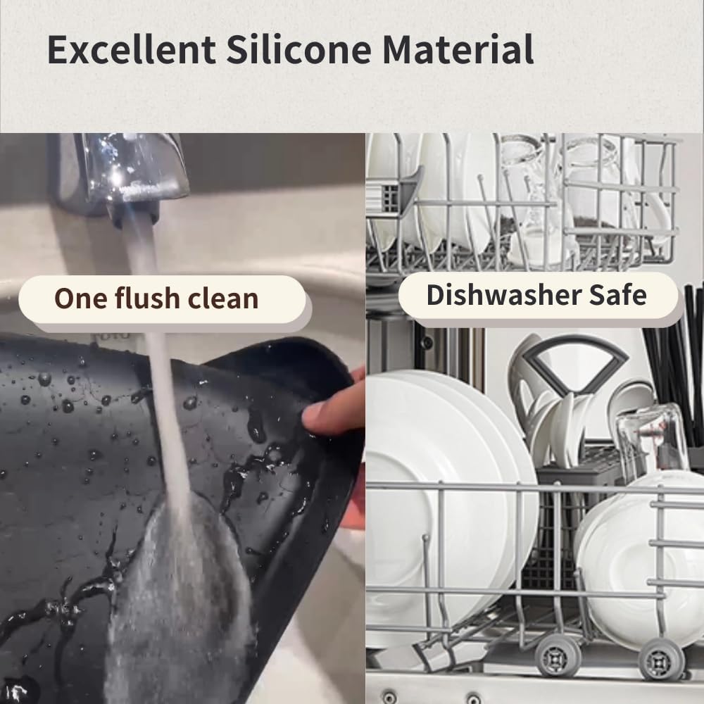 Washer and Dryer Topper Protector, 2 Pcs 27''x 27'' Black Silicone Laundry Top Washing Machine Top Cover, Non-Slip Rubber Mat Large Washer and Dryer Cover for the Top