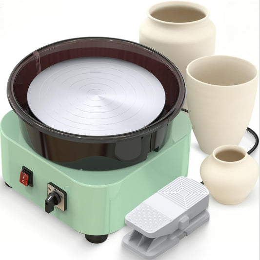 Alldeer 11 inch Pottery Wheel for Adults, Professional Pottery Kit 350W Electric Clay Wheel with Detachable Basin, 300RPM Foot Pedal Control, 19PCS Pottey Tools, for Beginners Starters