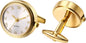 Avaner Men's Clip Cufflink Watches, 2-Pack Analog Quartz Pocket Watches with Roman Numerals, Japanese Quartz Movement, Gold & Silver Bezel, Black Band