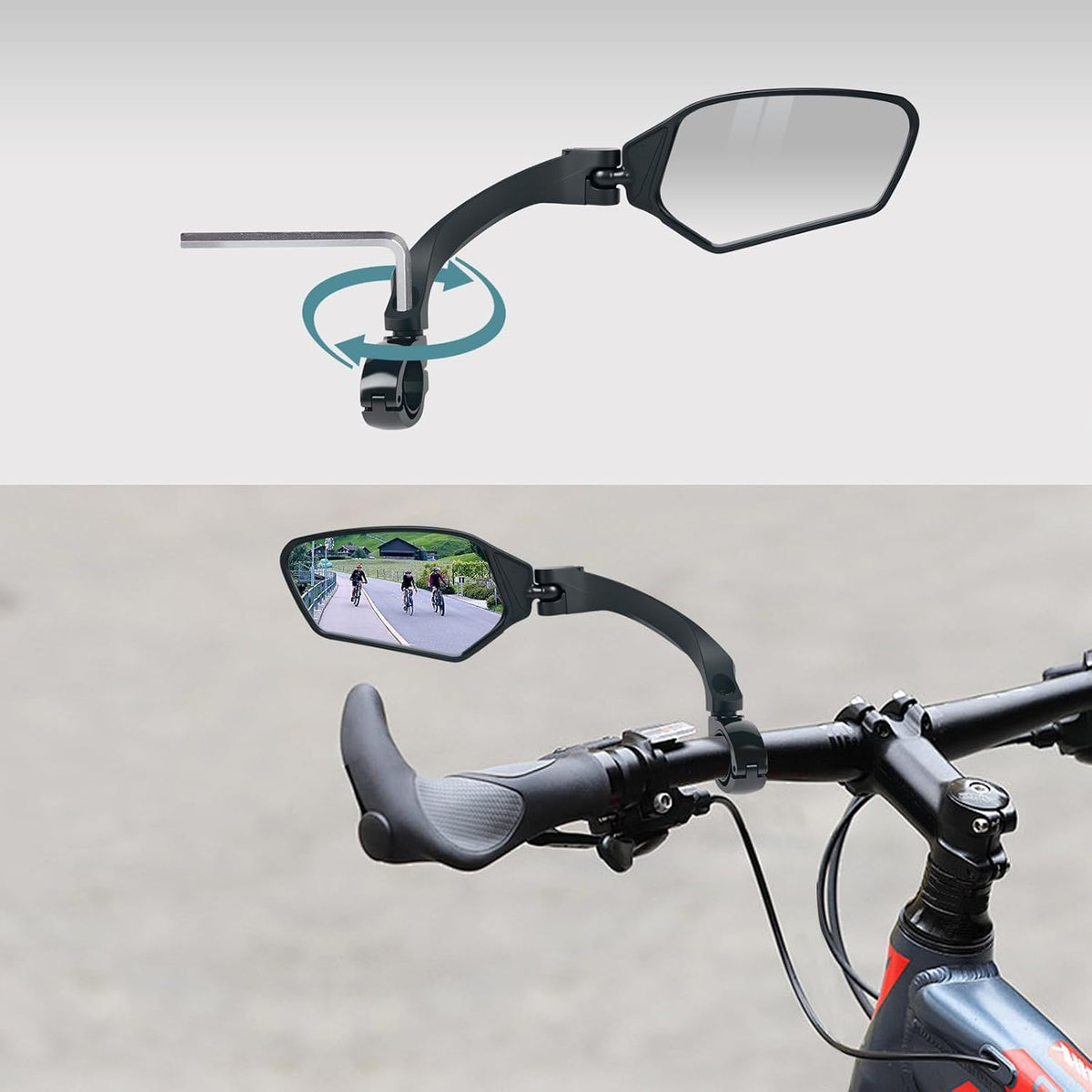 TXZSXS Adjustable Handlebar Bike Mirrors, Left & Right Bicycle Mirror Set, HD Shatterproof Convex Glass, 360° Rotatable Universal Rearview Mirrors for MTB, E-Bikes & Scooters, Black
