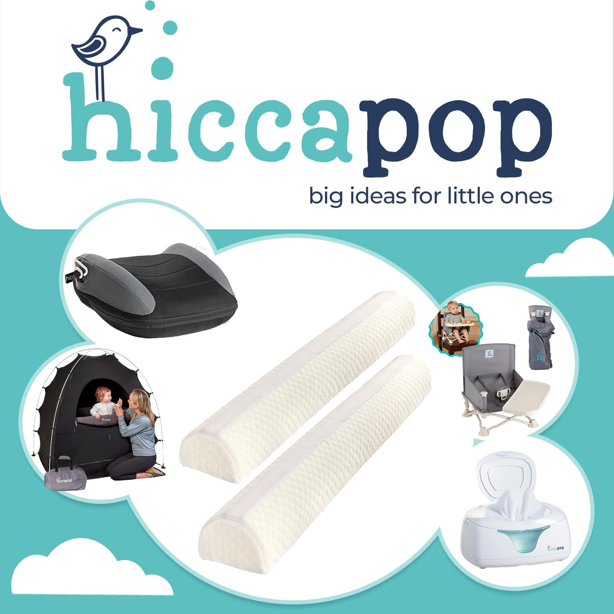 Hiccapop 2-Pack Foam Bed Bumpers for Toddlers – Soft Bed Rail Alternative for Twin, Full & Queen Beds