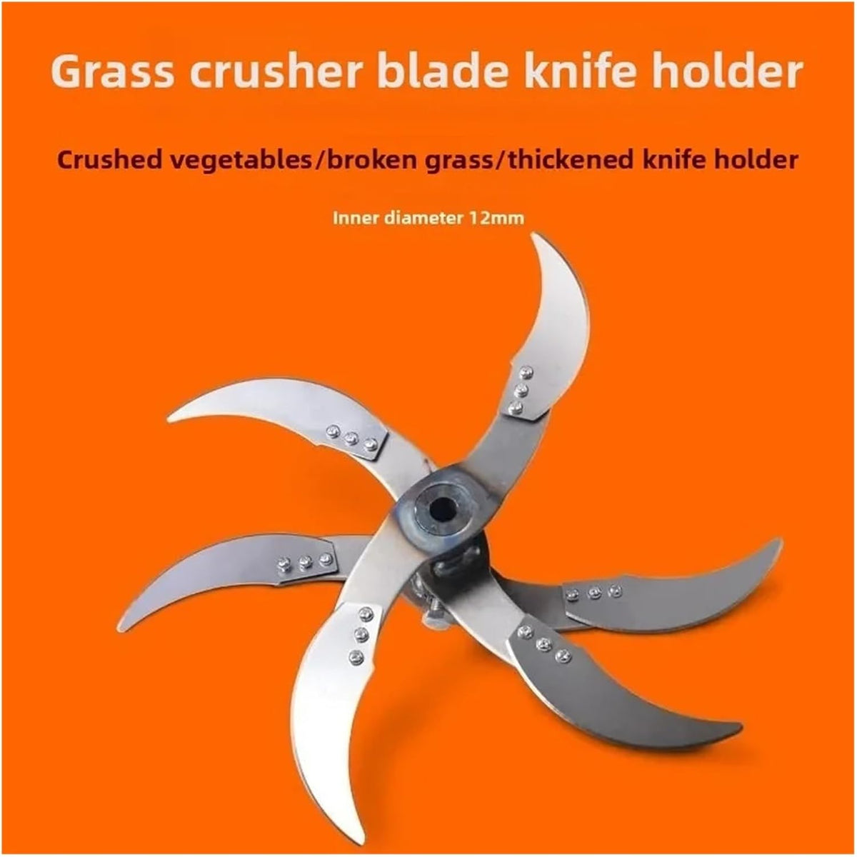Agricultural Fruit And Vegetable Crusher 4/6 Blade Breeding Cutter Electric Drill Chopper Blade Fits Goose Chicken Feed Grass(6 bldae with Shaft)