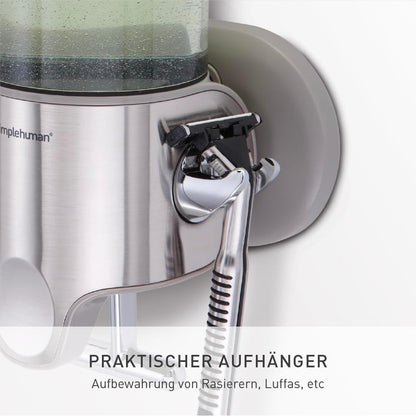 simplehuman Triple Wall Mount Pumps, Hotel-Grade Refillable 3-Chamber Shampoo Conditioner Body Wash Shower Dispenser, T-Bar Lever, No-Drill Install, for Bathrooms, Hotels, and Airbnbs, Stainless Steel