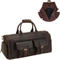 UPRESYE Convertible Leather Garment Bag, Full Grain Cowhide Leather 2-in-1 Suit Travel Bag with Shoe Pouch, Carry-On Hanging Garment Duffel Bag, Deep Brown
