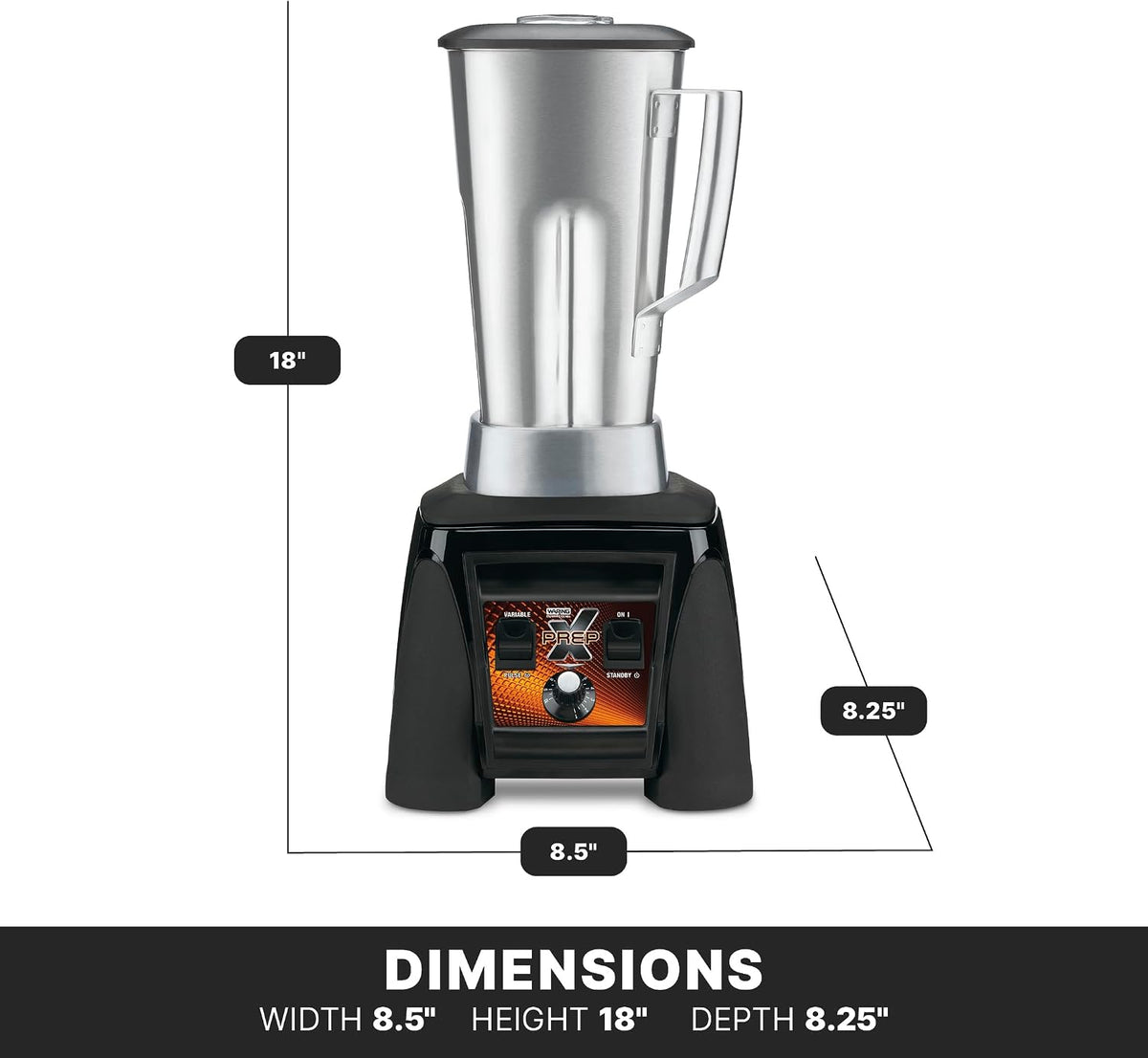 Waring Commercial MX1200XTS 3.5 HP Blender with Variable Speed Dial Speed Controls and a 64 oz. Stainless Steel Container, 120V, 5-15 Phase Plug