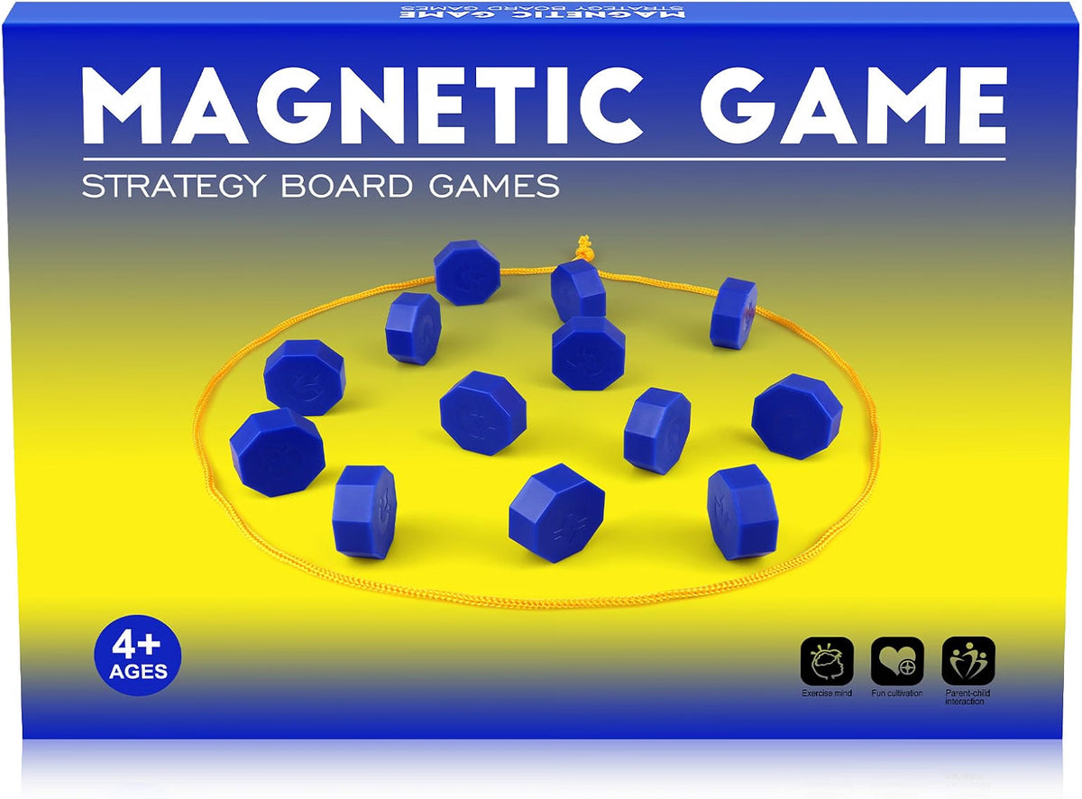 Bameca Magnetic Chess Game with Full-Size Stones, String Strategy Game for Kids & Adults, 20 Magnetic Stones, 2–4 Players, Portable Family Puzzle Game