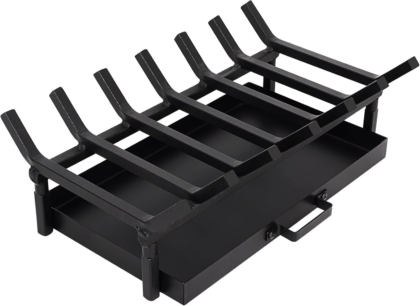 Fireplace Grate with Ash Pan & Log Holder, 20 inch Heavy-Duty Cast Iron,Fireplace Log Holder for Ash Catching, Log Holding,Fire Pit,Wood Burning Stove,Indoor Outdoor