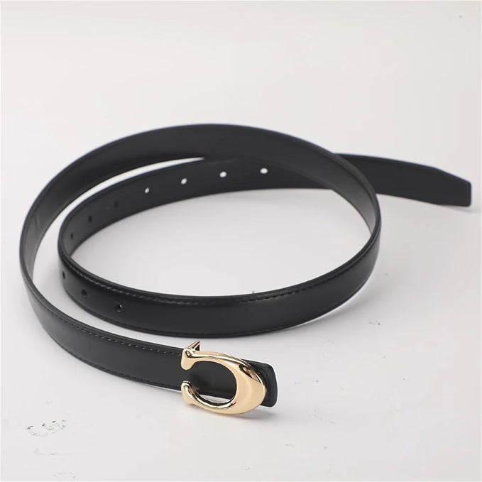HyperionFlo Essentials Women's Soft C-Type Smooth Buckle Belt, Business Casual Versatile Clothing Accessory, 95cm