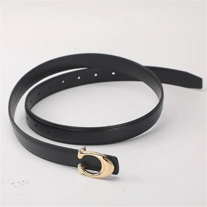HyperionFlo Essentials Women's Soft C-Type Smooth Buckle Belt, Business Casual Versatile Clothing Accessory, 95cm