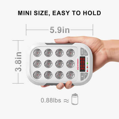 BONTANNY Portable Red Light Therapy, 660/850/1060nm 3 Wavelengths Mini Handheld Red Near Infrared Light Device, 12 Triple Chip Clinical Grade LEDs, Rechargeable, Travel Case, Timer, for Body, BO-60
