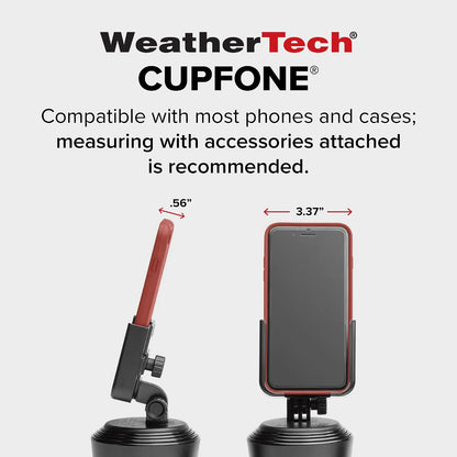 WeatherTech CupFone, Universal Cup Holder Phone Mount for Cars – Adjustable & Secure Fit with Open Access for Charging – Compatible with iPhone, Android - Black