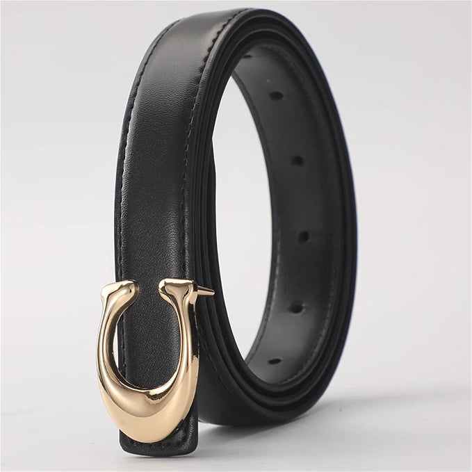 HyperionFlo Essentials Women's Soft C-Type Smooth Buckle Belt, Business Casual Versatile Clothing Accessory, 95cm