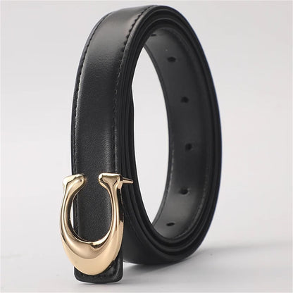 HyperionFlo Essentials Women's Soft C-Type Smooth Buckle Belt, Business Casual Versatile Clothing Accessory, 95cm