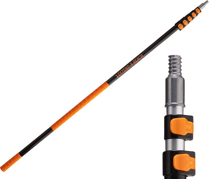 5-24 ft Long Telescopic Extension Pole, Multi-Purpose Extendable Pole Universal Twist-on Metal Tip // Lightweight and Sturdy // Best Telescopic Pole for Painting, Dusting and Window Cleaning