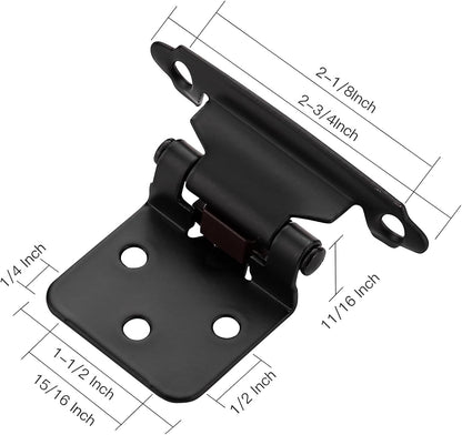 Ravinte Black Kitchen Cabinet Hinges, 1/2 Inch Overlay, 60 Pack | Self-Closing Design, Semi Wrap Around Hinge,for Face Frame Cupboard, Matte Black Face...