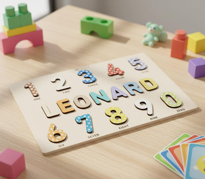 Tuiste Personalized Name Puzzle for Toddlers 1–3, Custom Wooden Montessori Learning Toy with Colorful Letters, 1st Birthday & Baby Shower Gift, Nursery Decor, Set 5