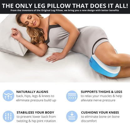 Contour Legacy Cool Leg & Knee Foam Support Pillow for Side Sleepers Soothing Relief for Back, Hips, Knees, Joints, Nerves & Muscles