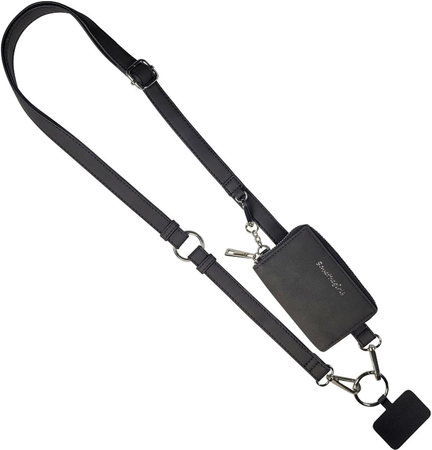 Save the Girls Clip and Go Brushed Vegan Phone Lanyard - Crossbody Phone Case with Pouch, Adjustable and Removable Strap