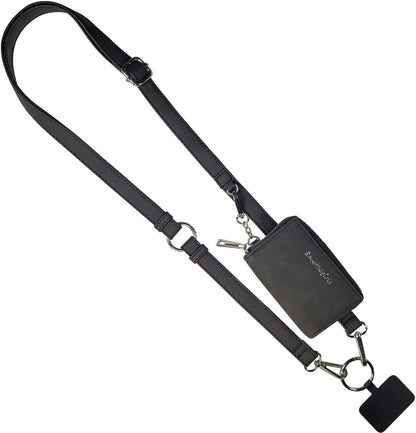 Save the Girls Clip and Go Brushed Vegan Phone Lanyard - Crossbody Phone Case with Pouch, Adjustable and Removable Strap