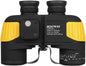 HOOWAY 7x50 Waterproof Fogproof Marine Binoculars with Internal Rangefinder & Illuminated Compass, BAK4 Porro Prism, Fully Multi-Coated Optics, Army Yellow