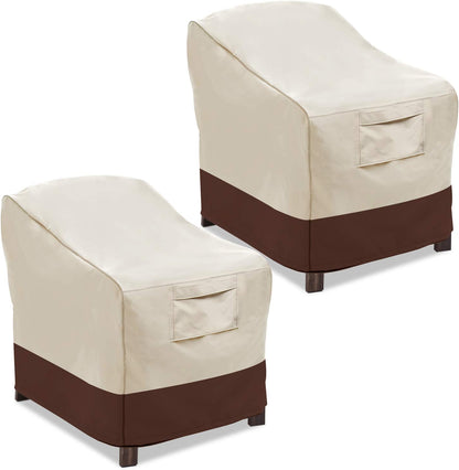 Vailge Heavy-Duty Waterproof Patio Chair Covers, 2-Pack, Beige & Brown