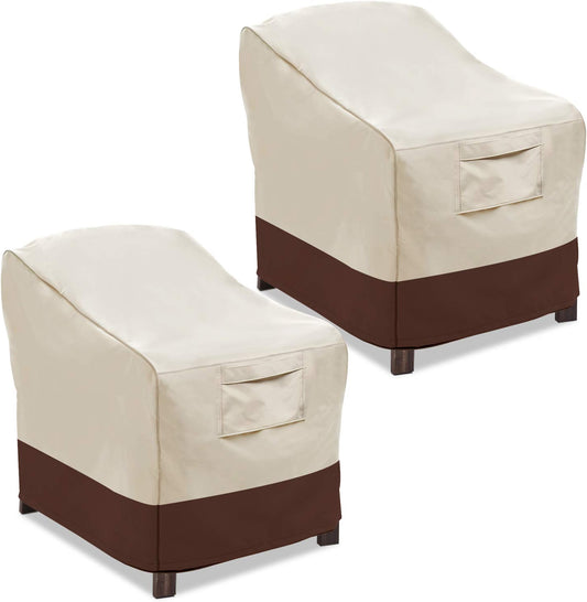 Vailge Heavy-Duty Waterproof Patio Chair Covers, 2-Pack, Beige & Brown