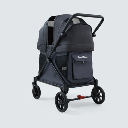 Familidoo Q2 Multi-Use 2 Seat Kids Wagon Stroller, Foldable Lightweight All-Terrain Stroller Wagon for Kids & Pets, Magnetic Safety Harness, Rain Cover, Charcoal Gray