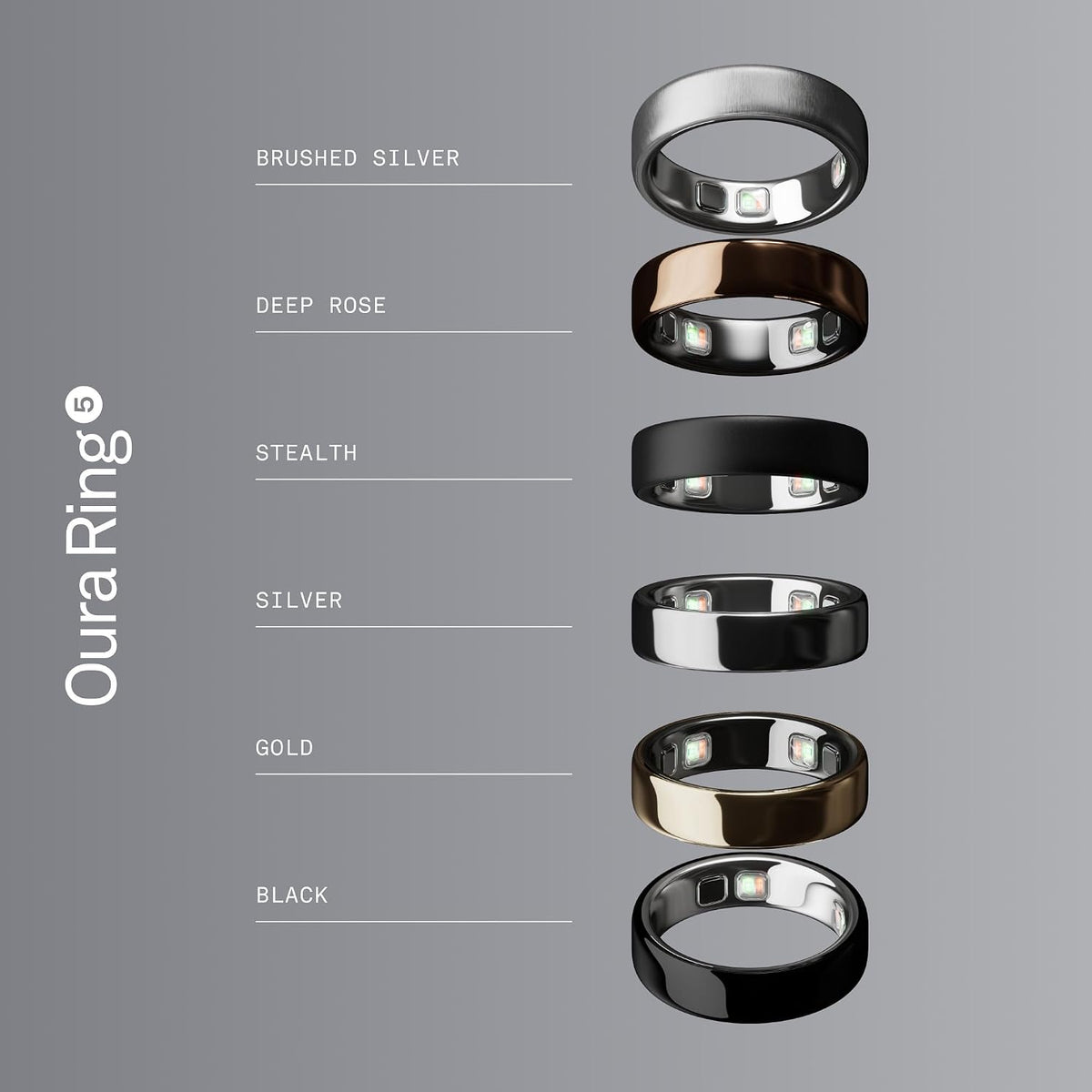 OURA Ring 5 Smart Ring | Silver Size 10, Fitness & Sleep Tracker, Health Monitoring & AI Advisor