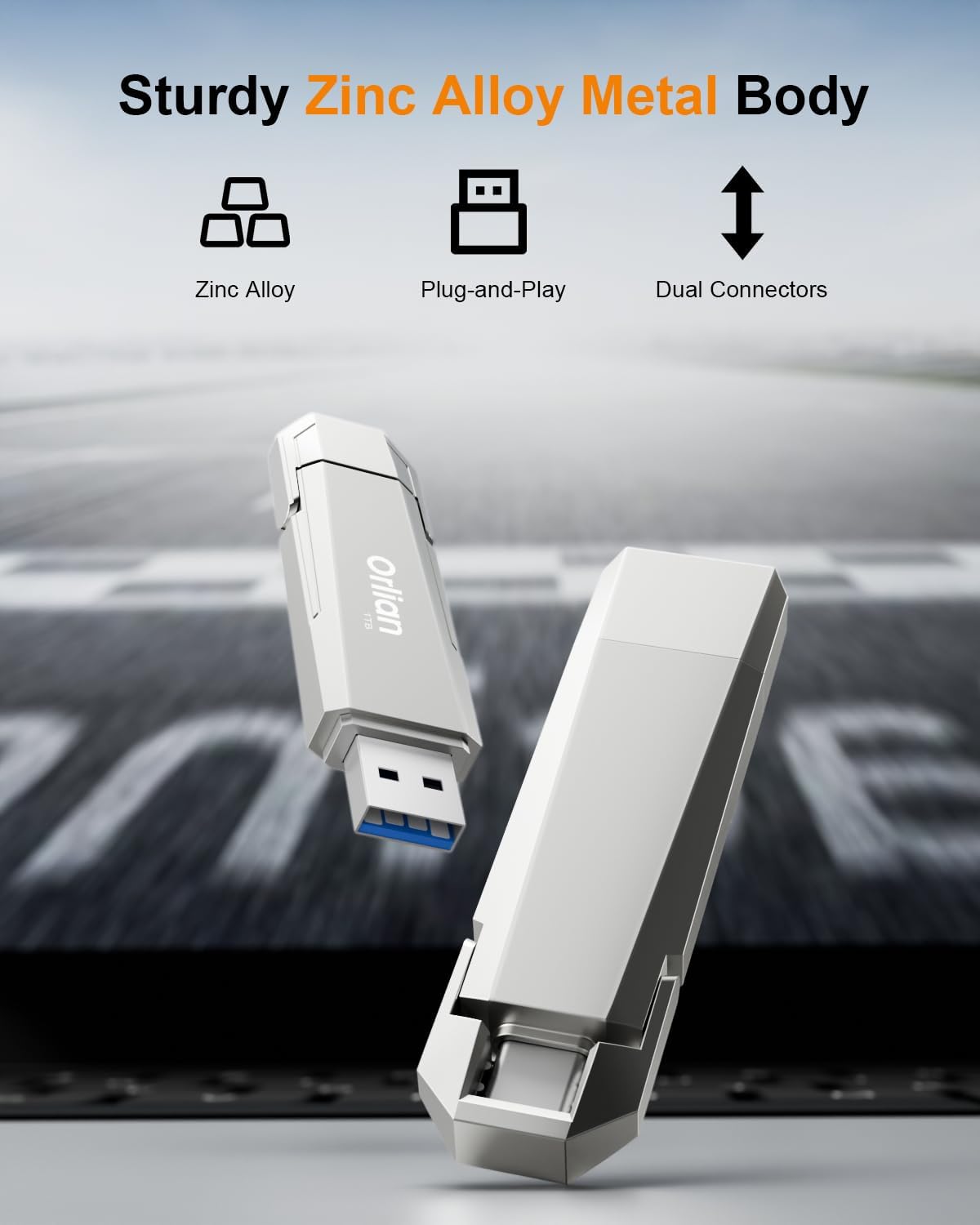 Orlian 1TB External Portable SSD USB Solid State Drive Up to 1000MB/s USB 3.2 Gen 2 Dual Drive Type C + USB A Solid State Thumb Drive