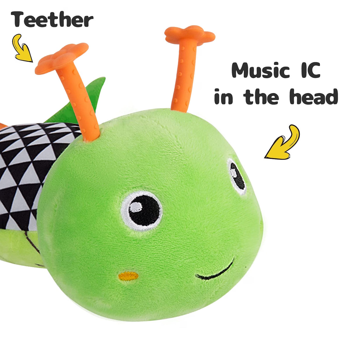 Sumobaby 3-in-1 Musical Caterpillar Plush Toy with Teether, Green