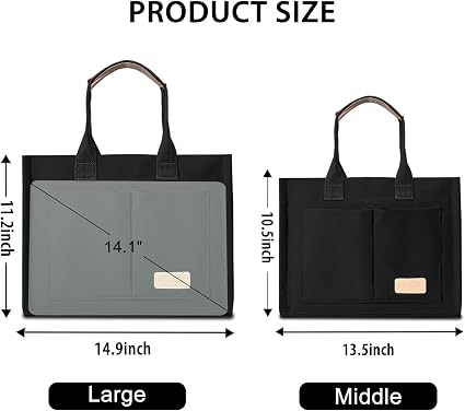 GASSDA Canvas Tote Bag for Women, Large Work Purse with Laptop Sleeve, Pockets, Zipper Closure & Adjustable Crossbody Strap, Black