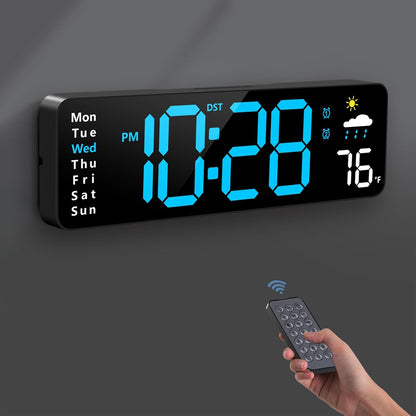 Digital Wall Clock with Large LED Display and Remote Control