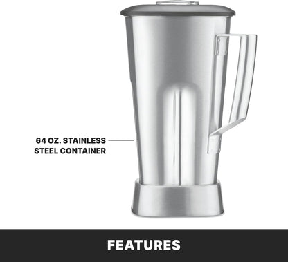 Waring Blender with Electronic Keypad, Timer & 64oz. Stainless Steel Jar Xtreme Blender, 3.5 HP Commercial Motor, 75+ Drinks a Day, Frozen Drinks & Smoothies for Bars & Restaurants, NSF Certified