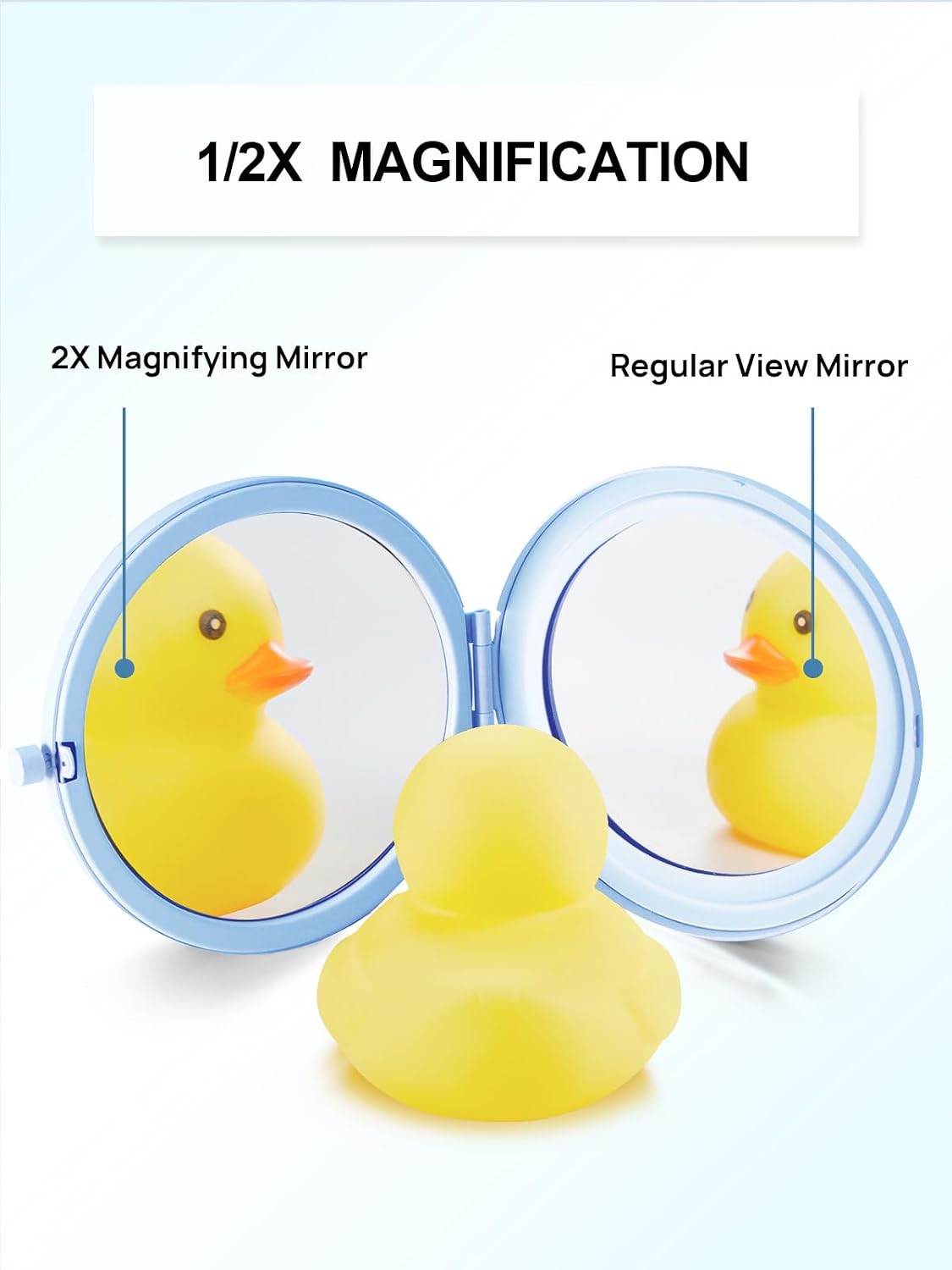Compact Mirror for Purse, Pack of 24 Double-Sided 1X/2X Magnifying Metal Pocket Makeup Mirrors(Round, Light Blue)