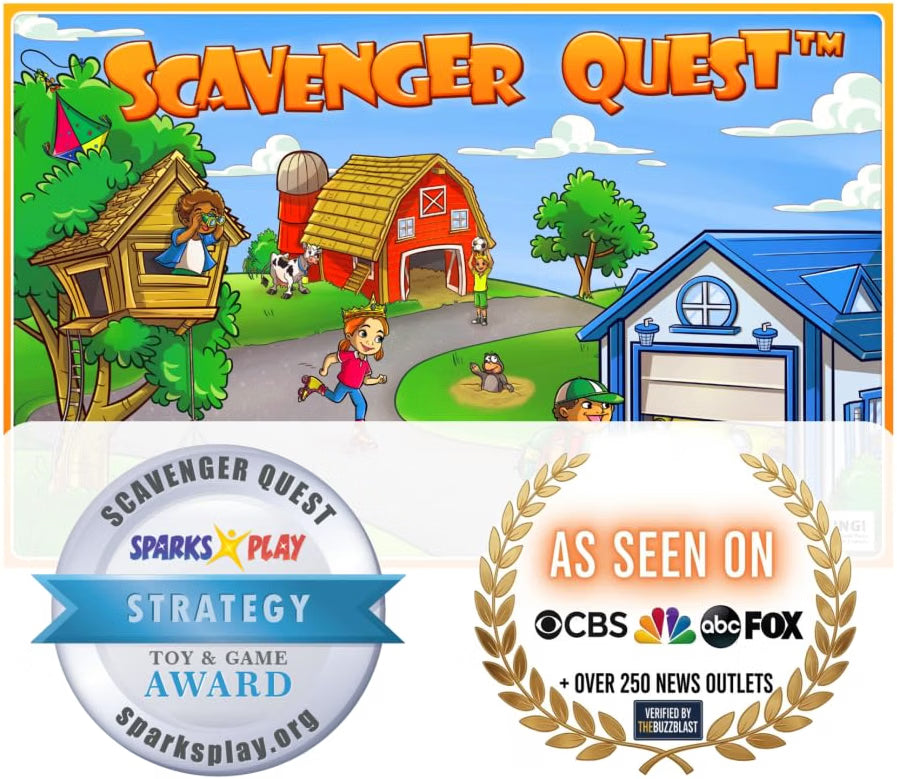 PlayQuest Scavenger Quest Board Game, Outdoor Seek-and-Find Family Game for Kids & Adults, 2-4 Players, Ages 5+, Educational Strategy & Adventure Game, 20-Minute Gameplay