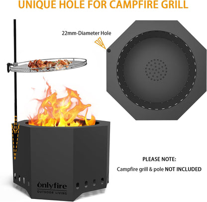 24" Modern Smokeless Fire Pit, Large Wood Burning Firepit, FP013 Portable Outdoor Fireplace for Patio Backyard Gathering Bonfire Party Camping Tailgating Lakeside Villa Beachside