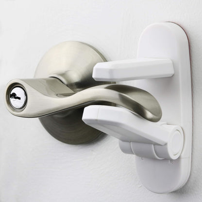 Wappa Baby Door Lever Lock 2 Pack, Childproof Door Handle Lock, Toddler Safety Lock, One-Hand Adult Operation, ABS with 3M Adhesive