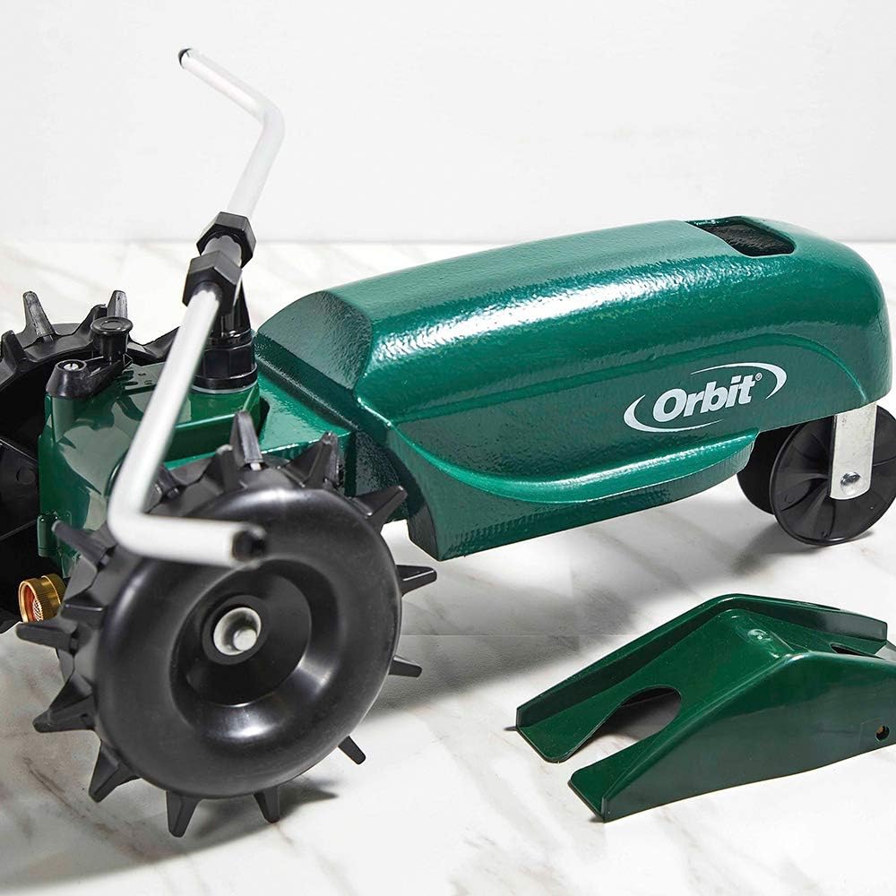 Orbit Traveling Tractor Water Sprinkler - Self-Propelled Traveling Sprinkler for Wide Lawn Coverage - Cast-Iron Body with Adjustable Coverage - Three-Speed - Automatic Shut Off - 58322
