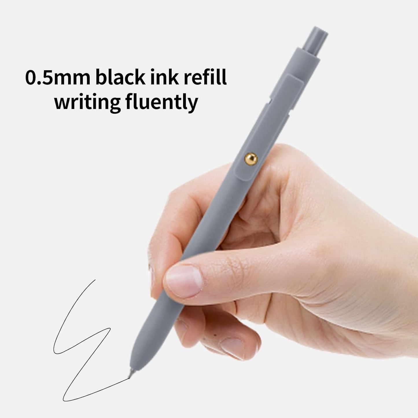 Ddaowanx Gel Pens, 6-Pack 0.5mm Retractable Quick-Dry Black Ink Pens, Fine Point Rollerball Pens with Soft Grip for School, Office, Journaling and Writing