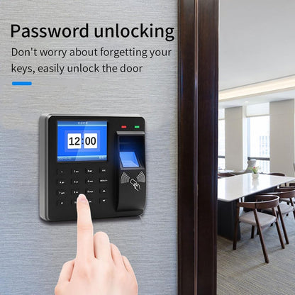 Access Control Time Attendance Machine Fingerprint Recognition/Password/Card Time Clock Employee Check-in Recorder with 10PCS Thick Card