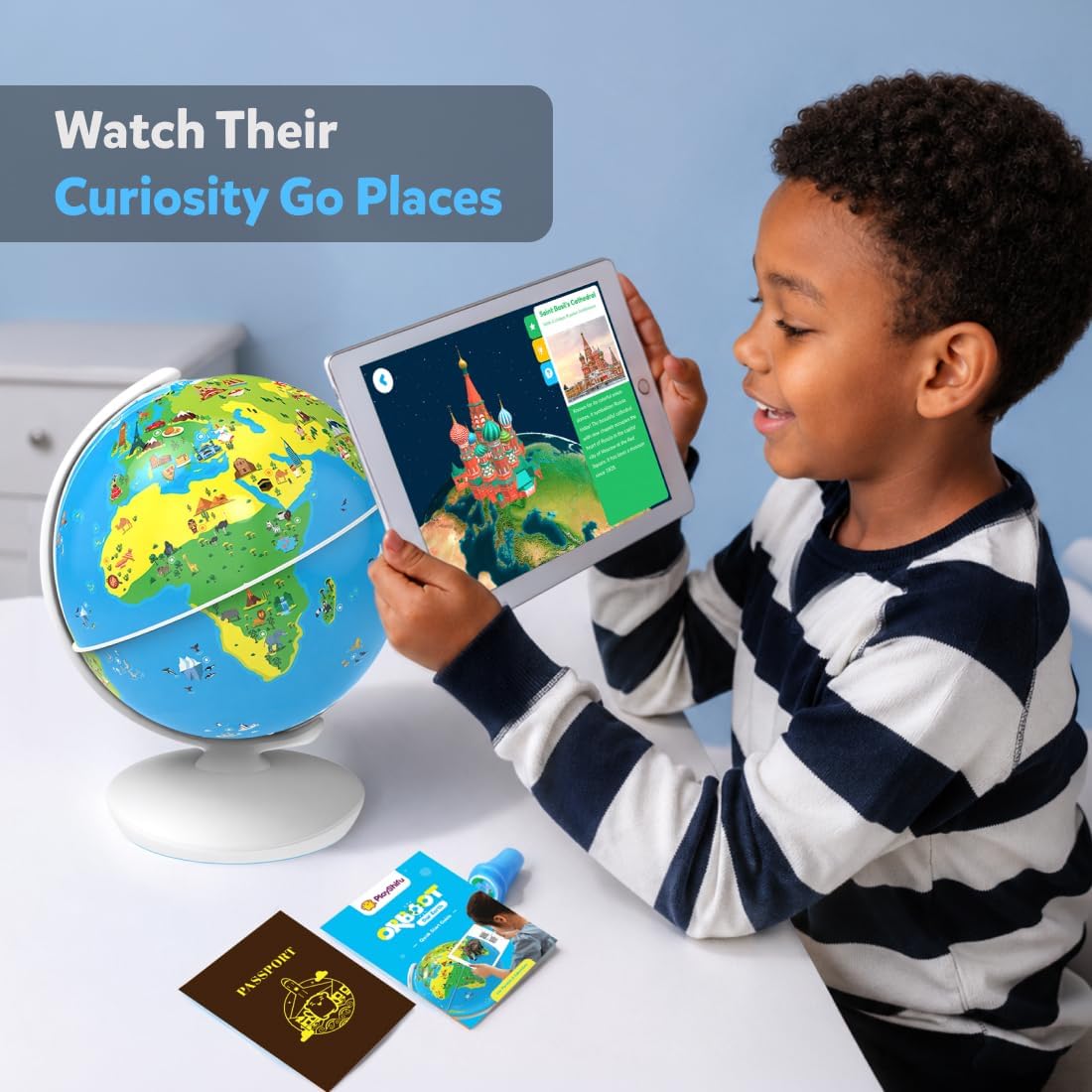 Shifu PlayShifu Orboot Earth Interactive AR World Globe for Kids, 1000+ Facts, Animals, Places & Monuments, STEM Learning Toy, Ages 4–10, Blue