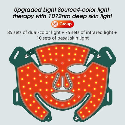 MEGELIN Wireless LED Light Therapy Mask with 4 Targeted Light - FDA Cleared 4D Contoured Full Forehead & Chin Coverage, Wireless One-Touch Control Hands-Free Facial Mask, Gift for Women/Wife/Mom