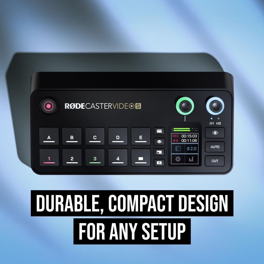 RØDE RØDECaster Video S | Podcast Video Switcher & Audio Interface with HDMI, USB, XLR, Multi-Source Scenes, Media Playback & Direct Streaming