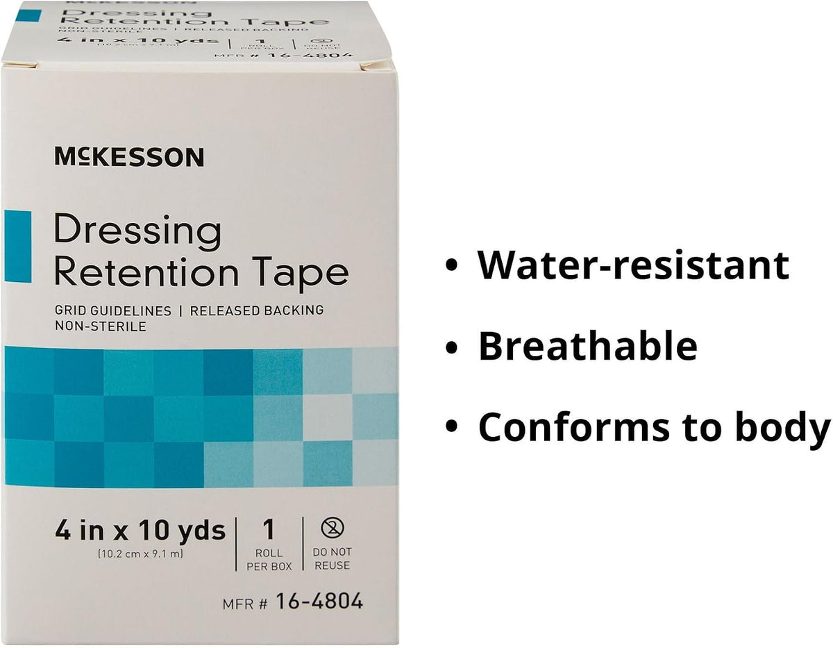 McKesson Dressing Retention Tape, Non-Sterile, White, 4 in x 10 yd, 24 pk