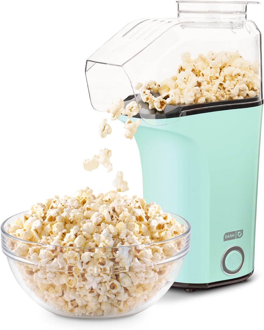 Dash Fresh Pop Popcorn Maker, 16-Cup Hot Air Popper with Butter-Warming Tray, Compact Countertop Design, Aqua