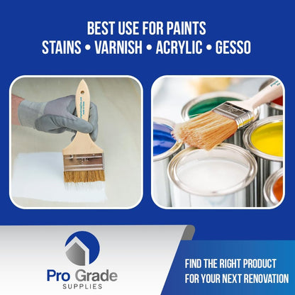 Pro Grade 3" Chip Brushes, Disposable Paint Brushes, for Epoxy, 96 Pack Natural bristle, wood handle | Bulk Pack | For Resin & Deck Coatings | Cabinets, Furniture, Fences