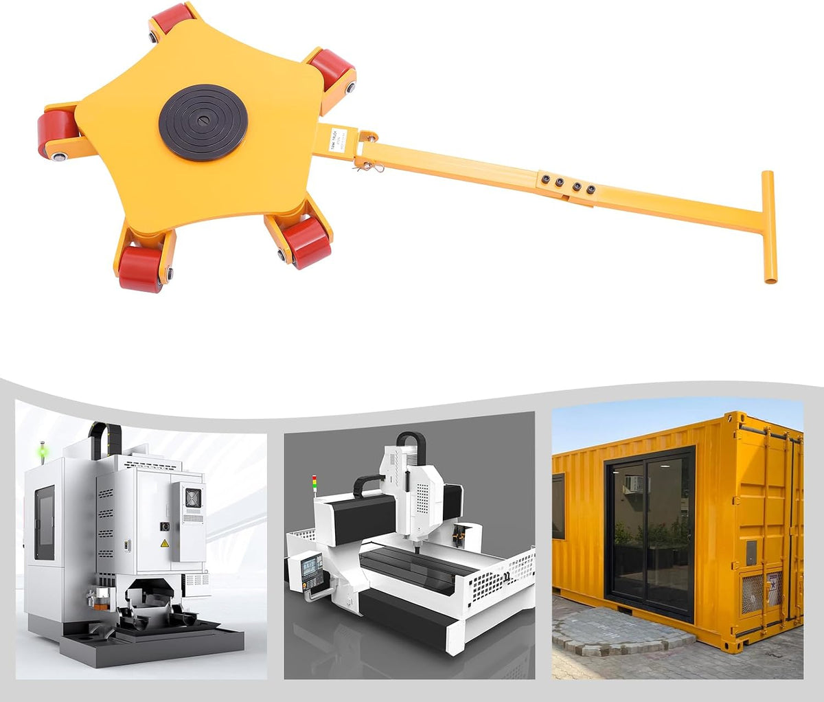 8800lbs/4T Heavy Duty Machinery Mover,Machinery Mover(Yellew) Machinery Moving Skate with 5 360° Swivel Rollers,Equipment Skates Moving Roller,for Industrial Use Warehouse and Workshop